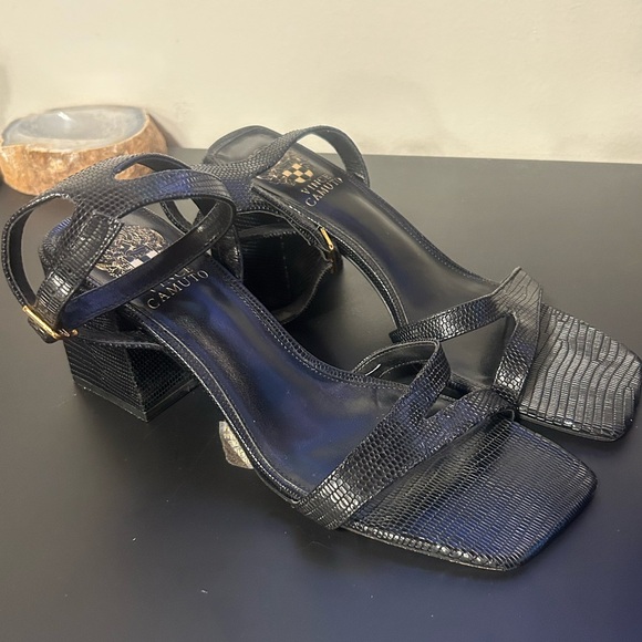 Vince Camuto Jarenn block heel sandal croc shoe black - Picture 2 of 4